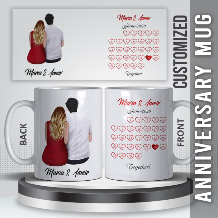 WEDDING ANNIVERSARY MUG | PRINT HUSBAND & WIFE NAME | PERFECT GIT FOR ANNIVERSARY | LOVELY COUPLE