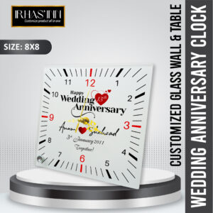 Customized Glass Wedding Anniversary Clock (8x8)