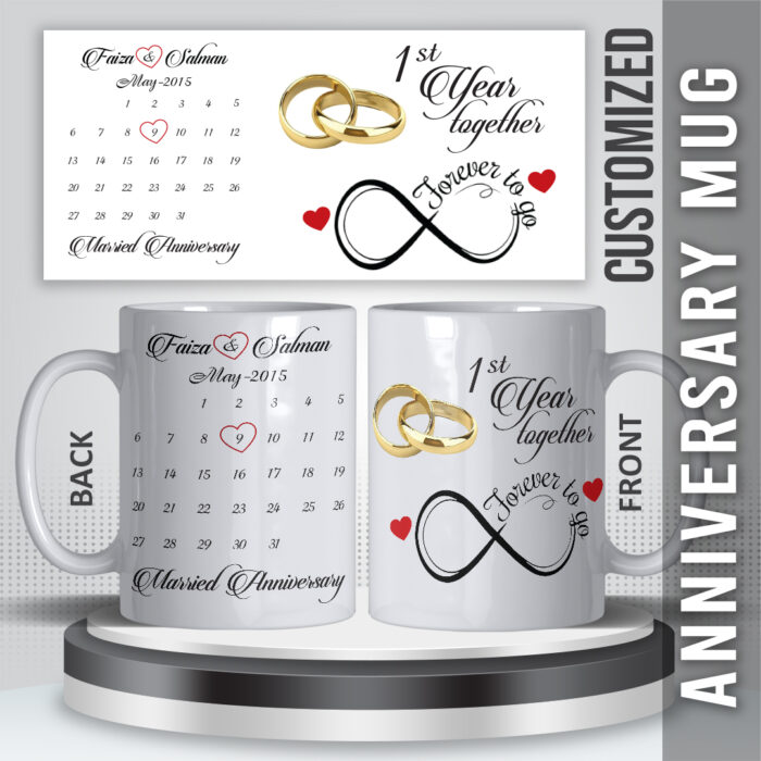 Customized Wedding Anniversary Mug – Personalized Gift with Husband & Wife Name | Romantic Couple Mug | Anniversary Gift for Him & Her | Unique Love Keepsake